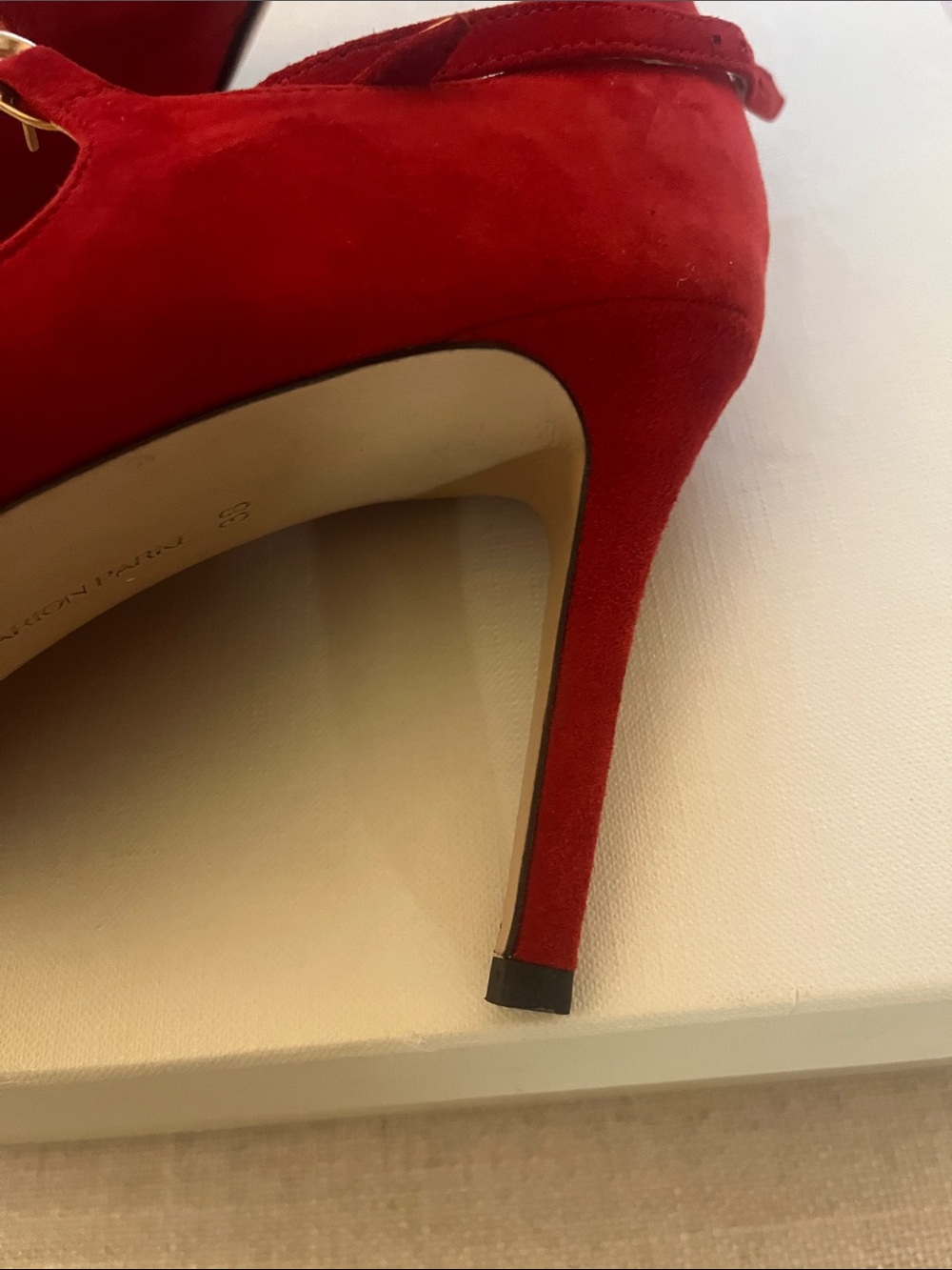 Marion Parke Mitchell Suede Heels in Classic Red - Picture 11 of 14